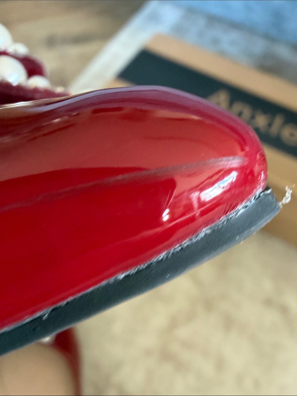 Pearl-Bow Patent Red Pointed-Toe Flats - Picture 7 of 9